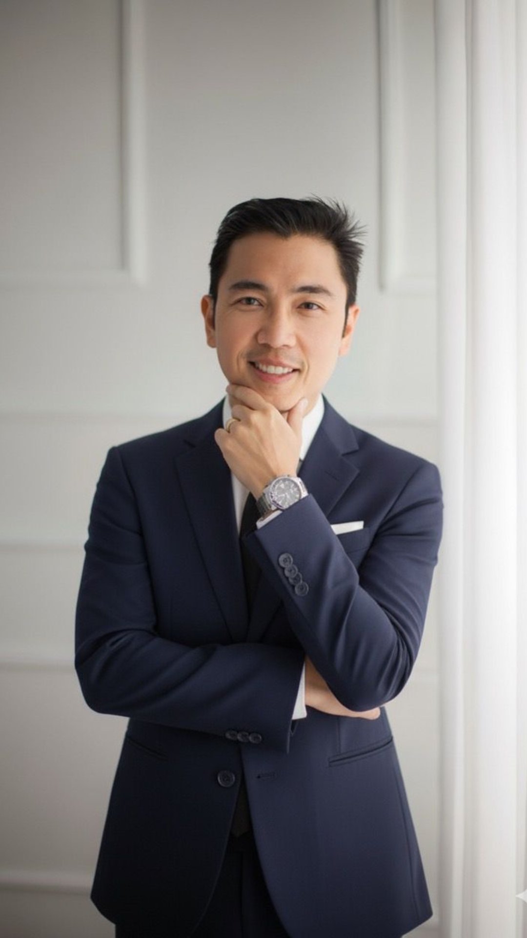 Dr. Hiroki Shinkai, médico, de terno azul-marinho